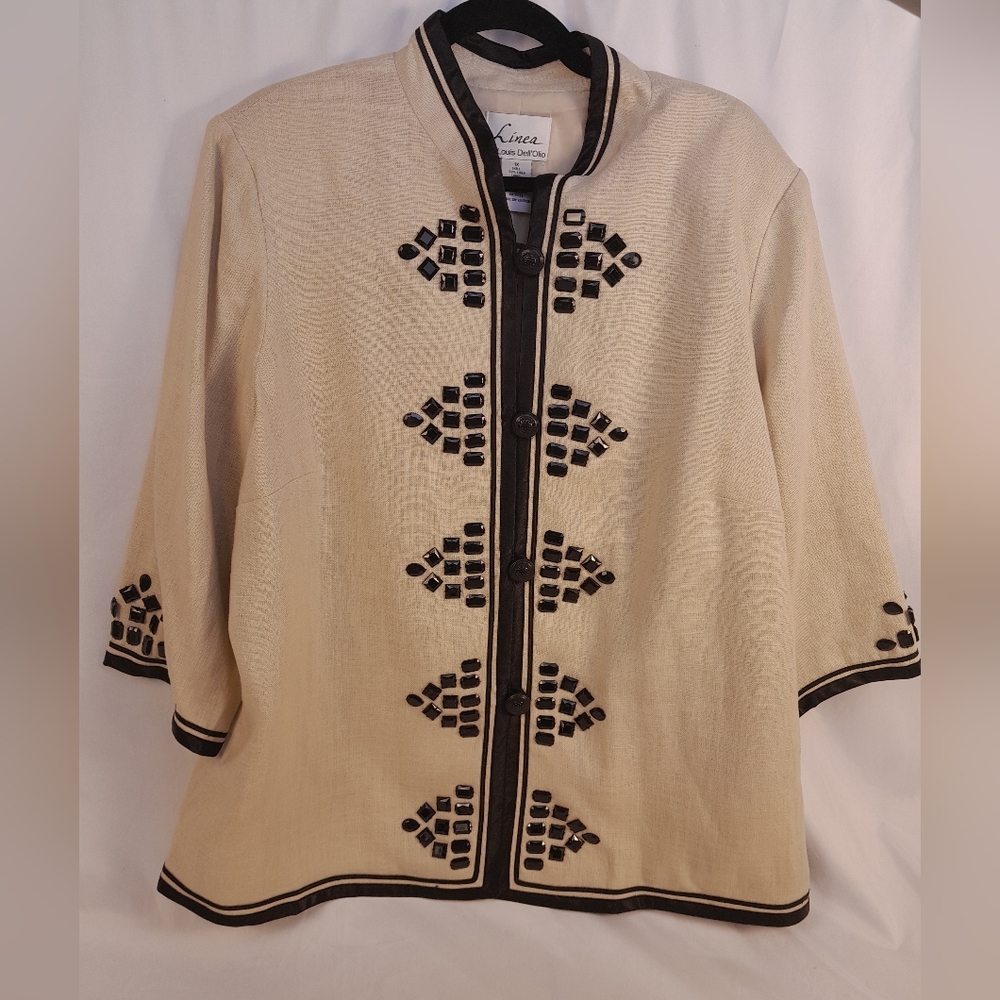 1xl Formal Top by Linea by Louis Dell'Olio - Neverworn - Beige With Embellishmen